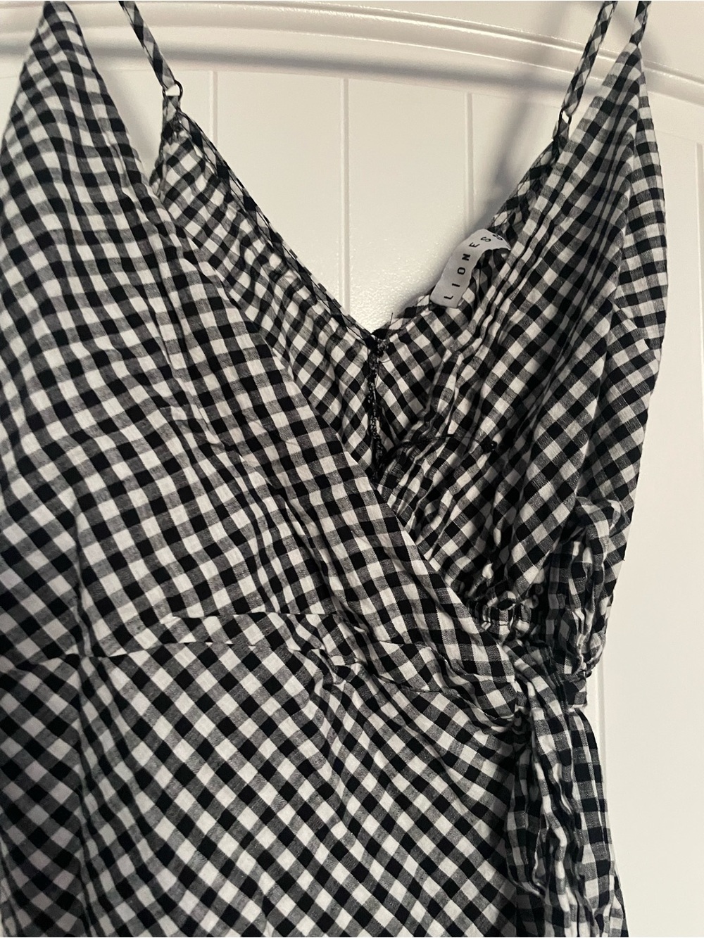 Lioness Black and White Gingham Wrap Romper - Picture 2 of 5